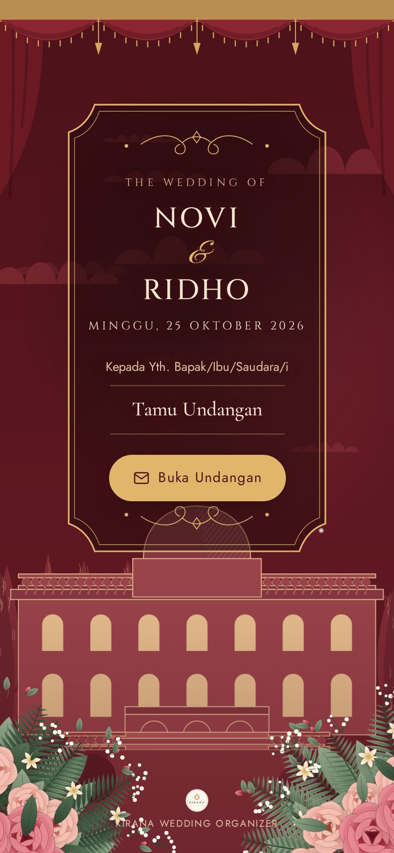Undangan Novi dan Ridho dengan logo WO di bagian bawah sampul